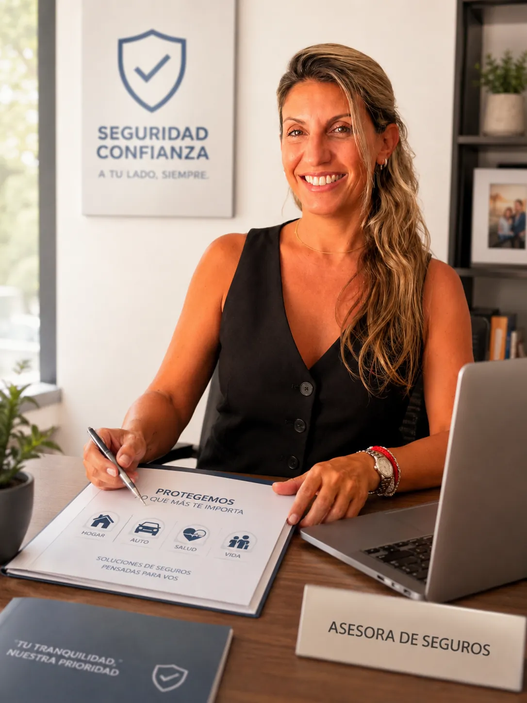 Sabrina Descalzi, Productora Asesora de Seguros, en su oficina